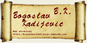 Bogoslav Kadijević vizit kartica